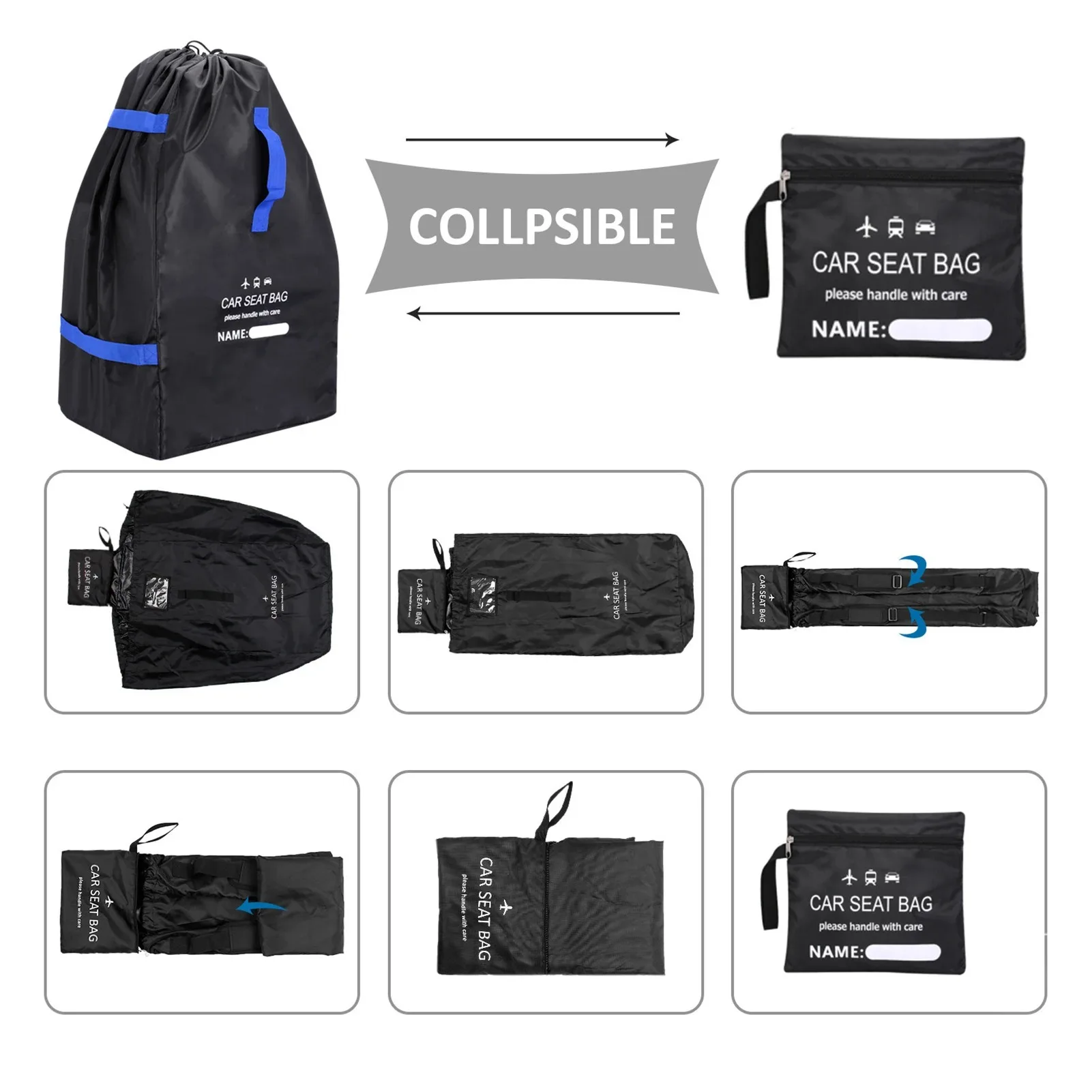 Saco de assento de carro mochila universal infantil saco de armazenamento de assento de carro para portão de avião verificar grande durável saco de viagem do assento de carro com alças