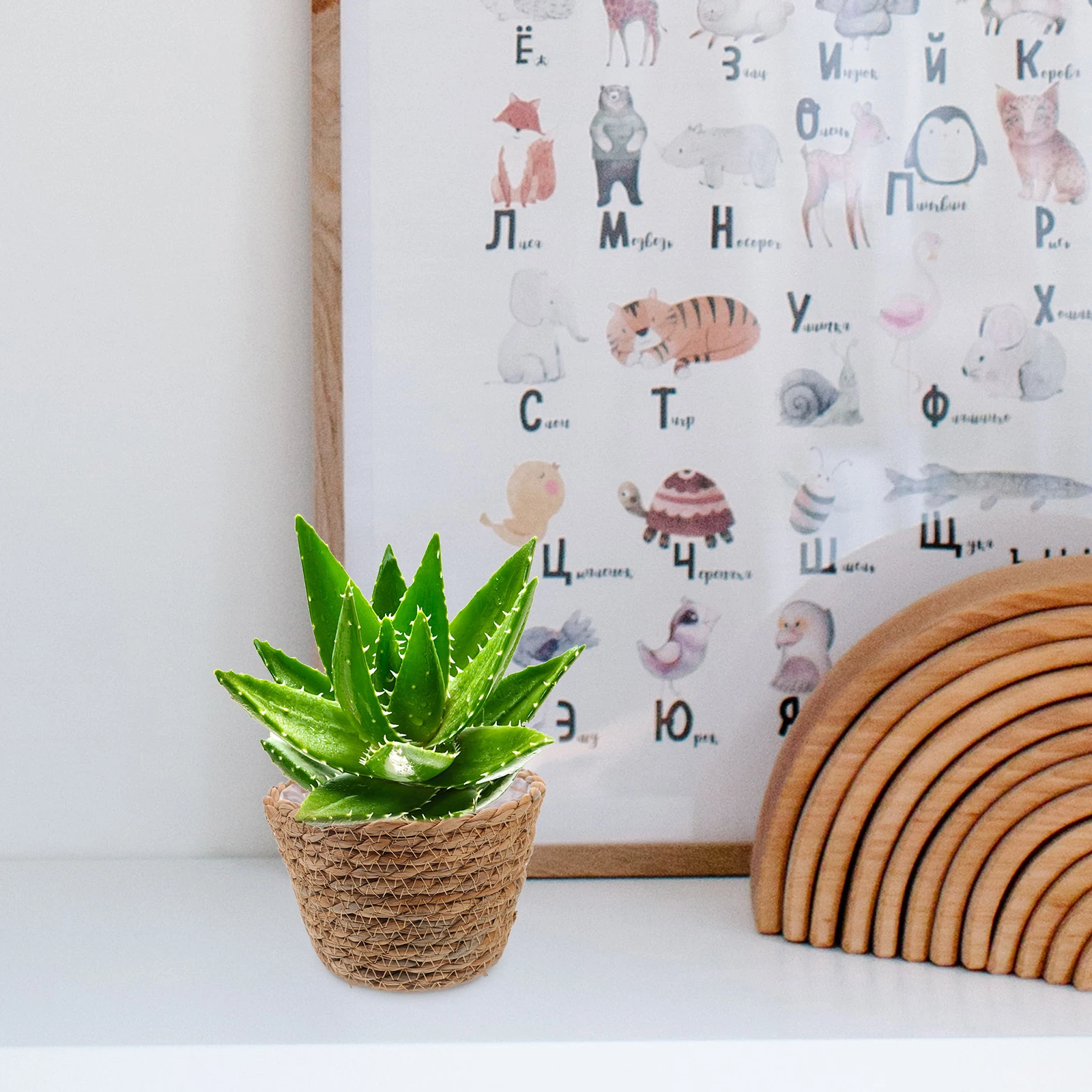 

2pcs Straw Woven Flower Basket Handmade Plant Storage Basket For Home Living Room Hotel Decor Planter Baskets Indoor