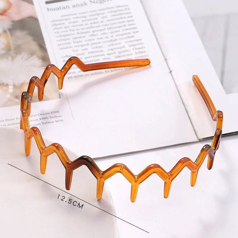 Mode Welle Stirnbänder für Frauen Einfarbig Gezahnt Nicht-slip Haar Bands Mädchen Gesicht Waschen Sport Haarbänder Haar Zubehör – Detail 4