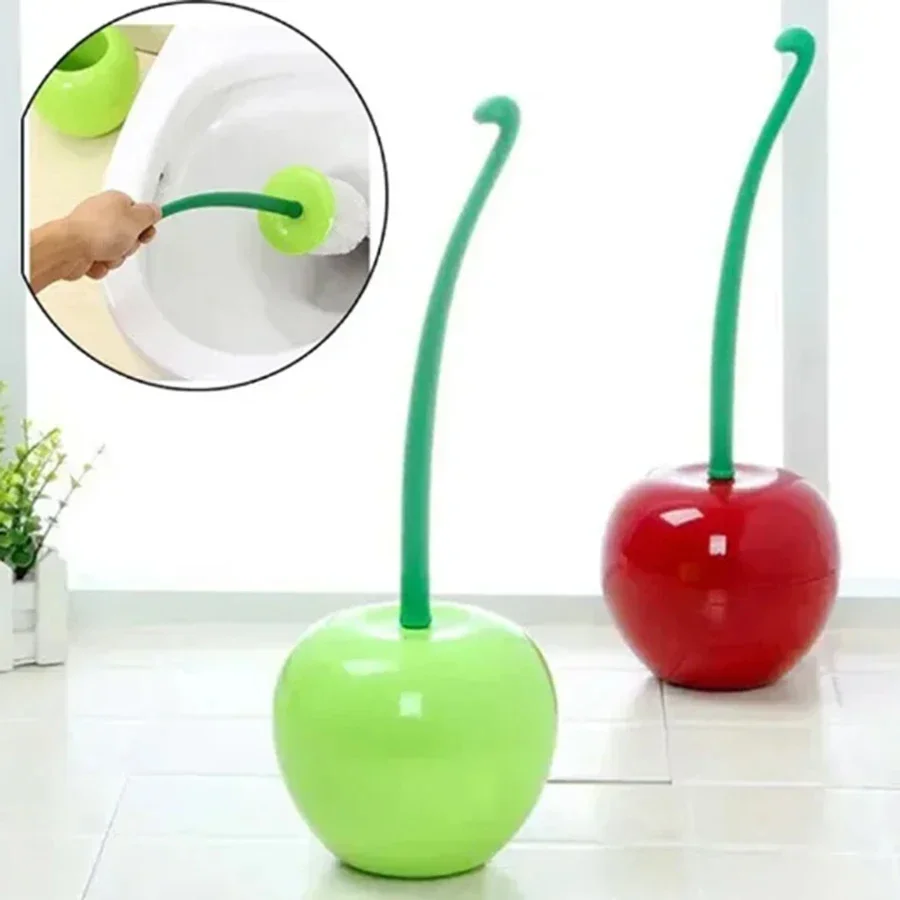 1pc -Toilet brush New Lovely Cherry Shape Lavatory Brush Toilet Brush Holder Set Toilet