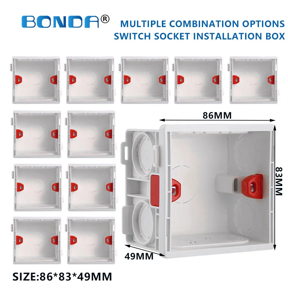 Boîte de prise de commutateur, montage acoustique, jonction de Cassette, montage interne dissimulé, boîte murale, Type de Cassette 86mm blanc