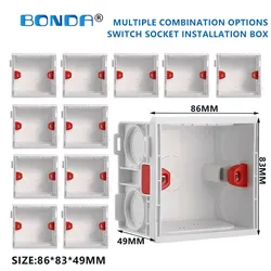 Scatola presa interruttore montaggio Atlectric giunzione cassetta montaggio interno nascosto montaggio a parete cassetta tipo 86mm bianco