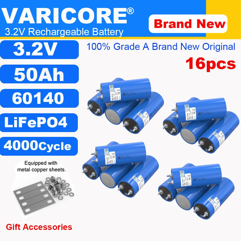 

Grade A 3.2V 50Ah LiFePO4 Battery 60140 Lithium iron phosphate for 12V 24V 36v Off Grid Solar Energy Car Golf Cart Camping Trip