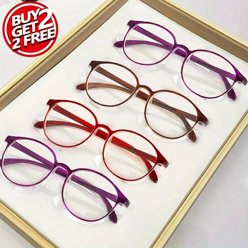 Gafas de lectura antiluz azul para personas de mediana edad y mayores, 4 Uds., 0 a + 4,0, estilo combinado, se pueden usar, gafas lisas intercambiables