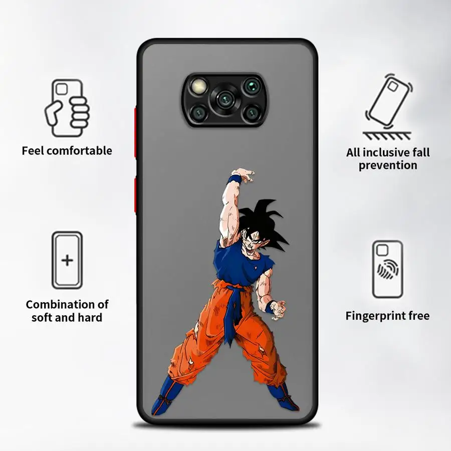 Dragon Ball Cool Son Goku Capa traseira de telefone para Xiaomi Poco C40 F3 X3 NFC C51 M5s C50 X3 X4 X5 Pro