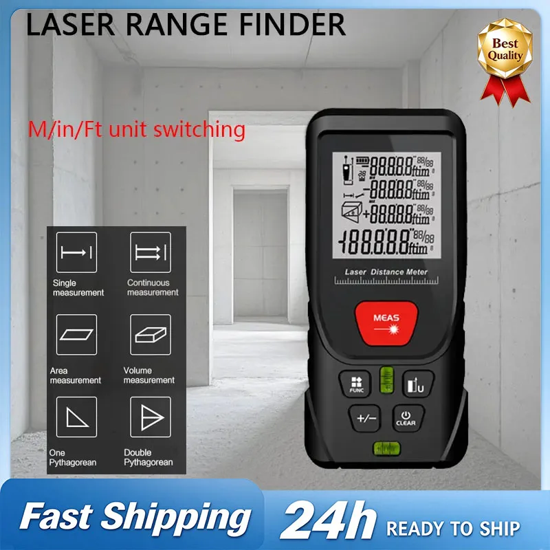 Medidor de distância a laser 50m/100m/120m/150m/200m fita métrica digital telêmetro de precisão com distância/área/volume