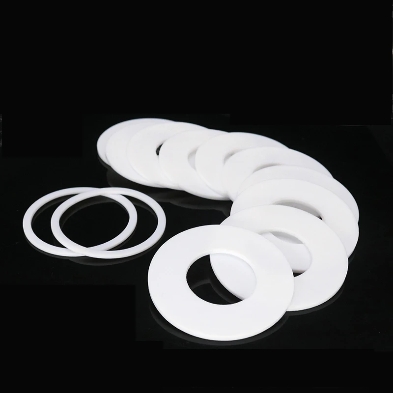 PTFE Gaskets Thickness 5MM Plastic Flat White Washer Sealing ID 18-219mm Gasket Spacer Sealing O-type PN25  Flange Gasket