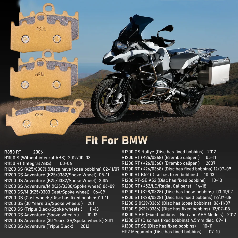 Motorcycle Front and Rear Brake Pads for BMW R850 R1150 R1200 RT GS ST R1200GS K1200S K1300GT K1300S R 850 1150 R1200RT R1200S