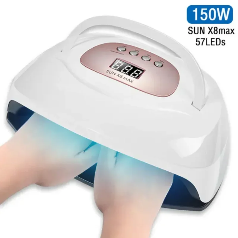 

X8MAX 57 UV LEDs Professional 150W Nail Phototherapy Machine Simulated Sunlight Nail Dryer Lamp Manicure Tool Salon Equipment