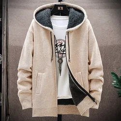 2024 Autumn/Winter New Fleece Thickened Warm Hooded Sweater Men's Casual Loose Comfortable High Quality Plus Size Sweater M-4XL