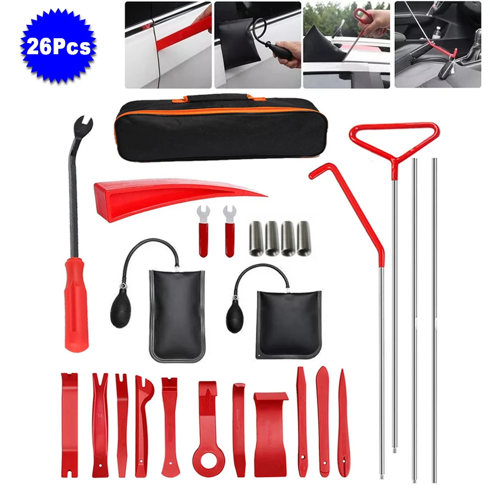 Car Tool Kit Door Open Grabber Lockout Lock Pick Set Long Range Reach Hooking Key Lost in Truck Air Wedge Bag Pump Auto Tools 