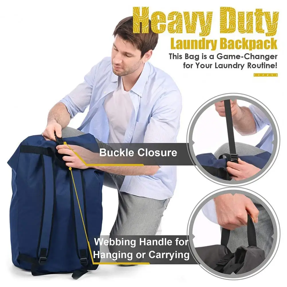 

Hands-free Laundry Transport Backpack Extra Heavy Duty Dustproof Package Bag with Shoulder Straps Ideal for College Dorm Laundry