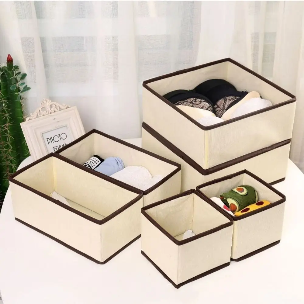 

6Pcs Foldable Underwear Storage Box Set Non Woven Multi-function Clothes Drawer Organizer Drawer Style 7 Colors Clothing Case