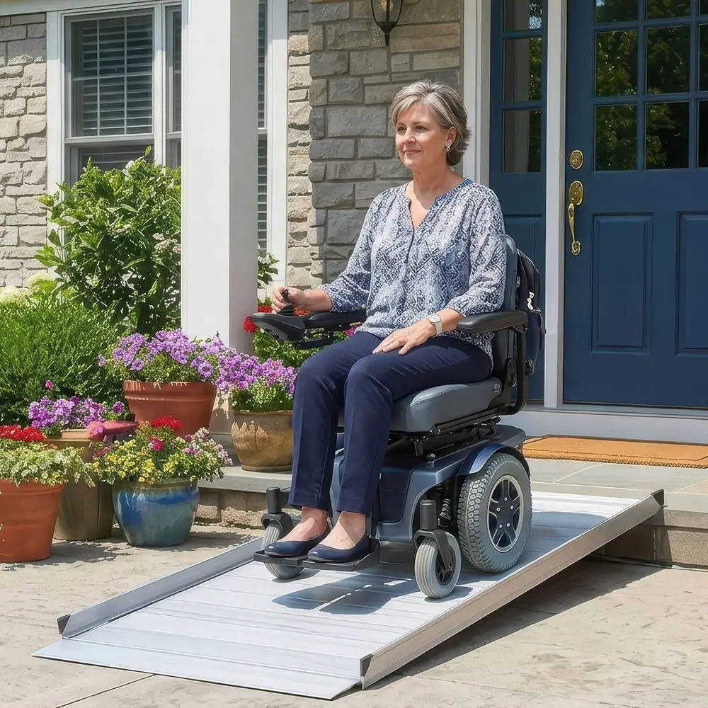 Heavy-Duty 5' Wheelchair Ramp for Home Steps, 850 lbs Capacity, Non-Slip Surface, Suitable for Mobility Scooters and Power Chair