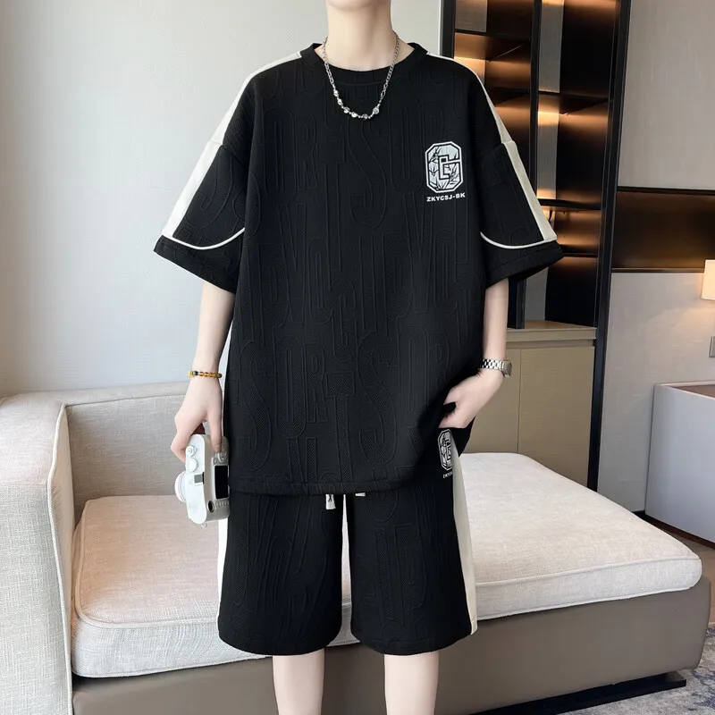 

Summer Casual Short Sleeve Men's Sets Clothing 2026 Streetwear 2-Piece Tracksuits with Loose T-Shirts And Shorts Pant for Youth