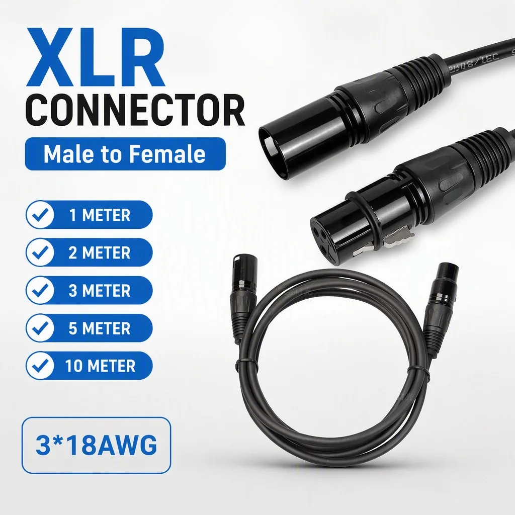 3Pin XLR Cable 0.5-10M Male to Female 3*18AWG Balanced Audio DMX Cable for Microphone Stage Light Cable Mixer Amplifier