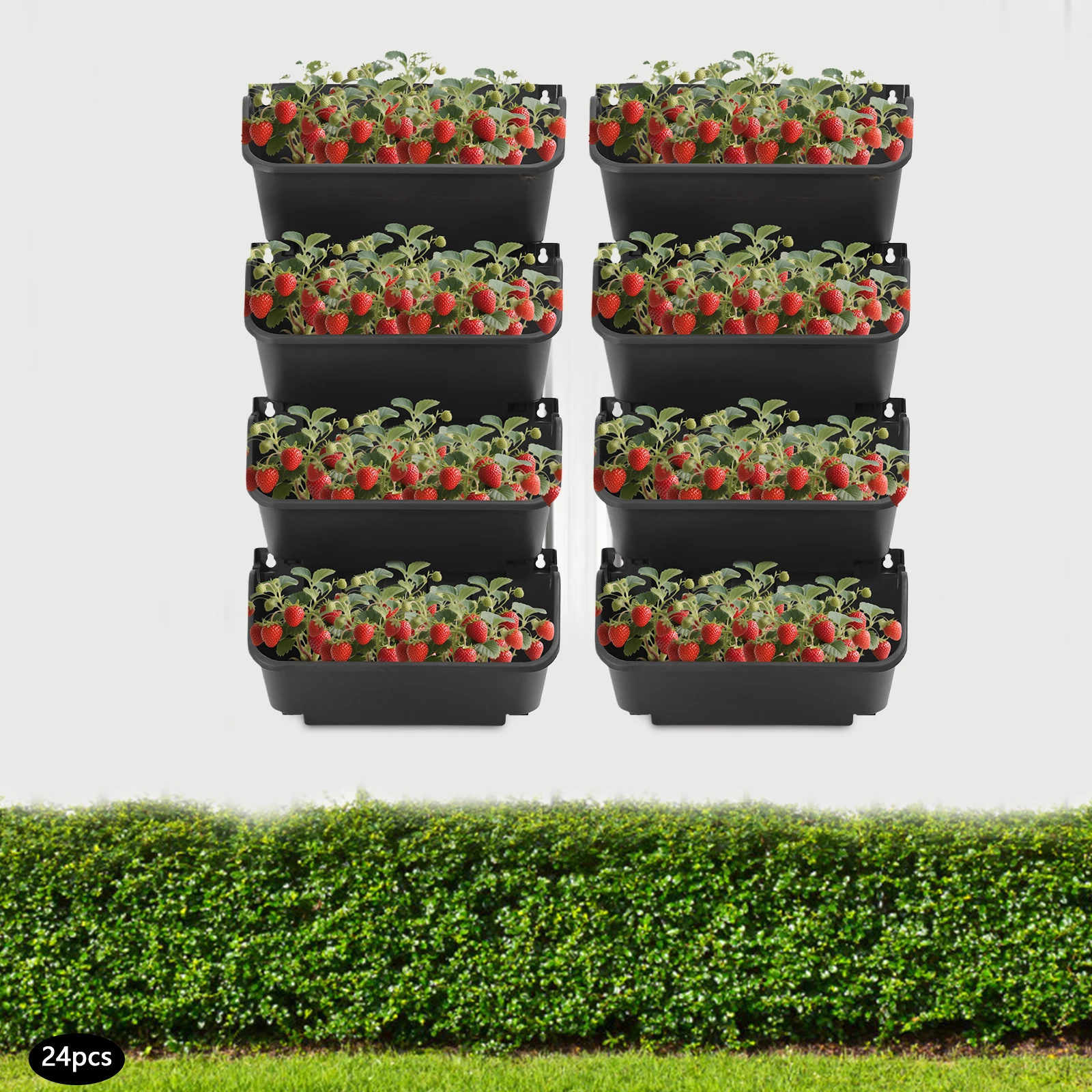 

Black 24-Piece Wall-Mounted Planter Set PP Injection Molded With 6.61Lbs Single Load Capacity And 300ml Water Storage Space