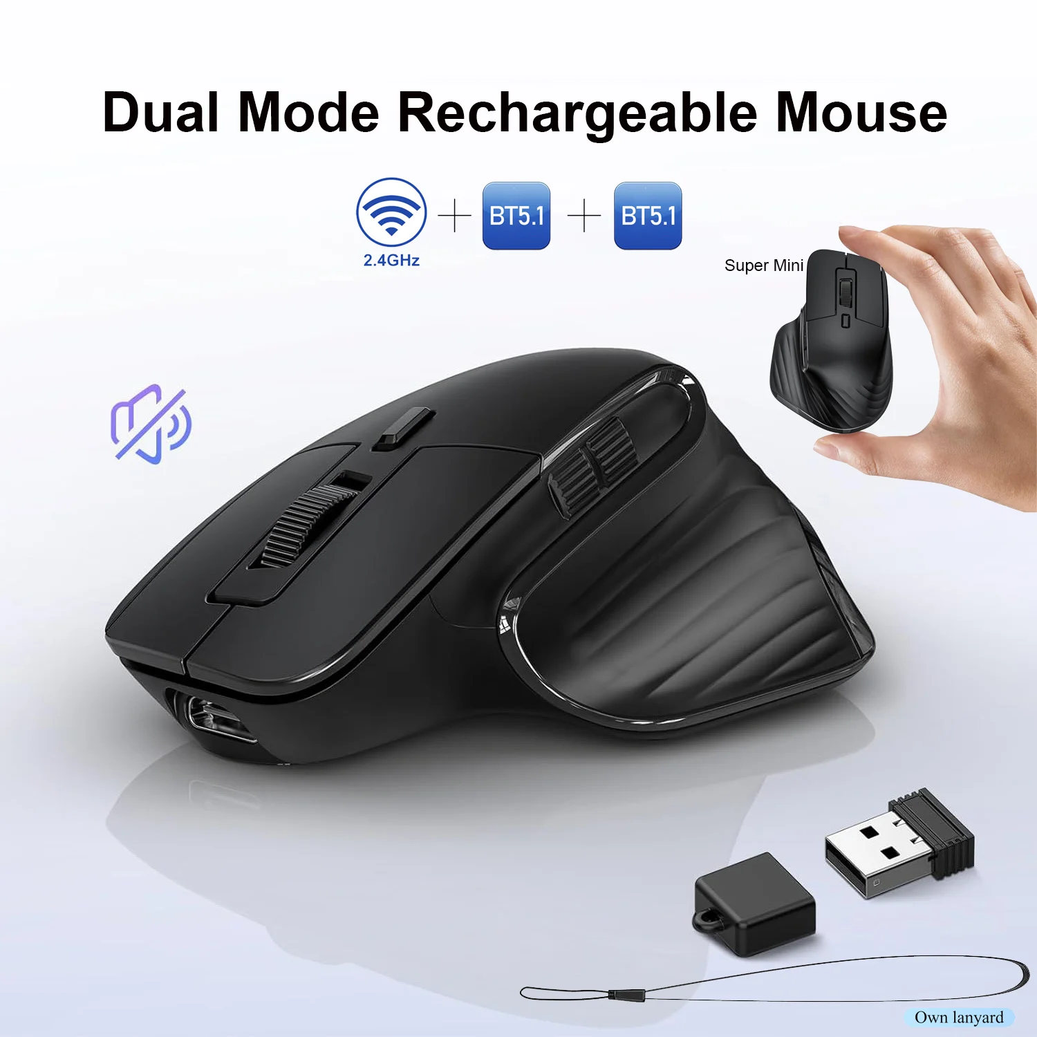 Dual Mode Super Mini MX Vertikale Maus 30g leichte Tragbare Bluetooth 2,4 GHz Stumm Ergonomische 4800DPI Gamer Mäuse für Laptop PC