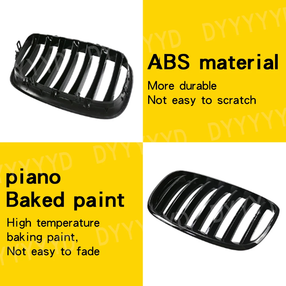 Grill samochodowy BMW X5/X6 E70/E71, sportowy grill jednoliniowy, czarny połysk, 2008-2014 E70, grill przedni jednoprzekładkowy, akcesoria samochodowe