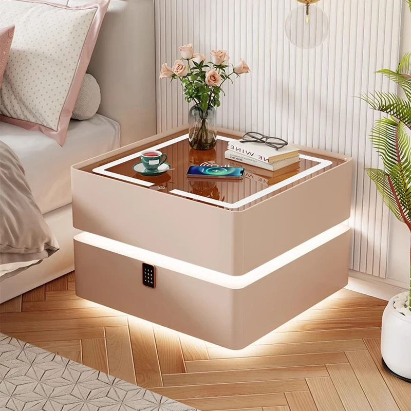 スマート寝室ナイトスタンドモバイルコーヒー充電高級ベッドサイドテーブル中国低格安メシタスデノーチェ省スペース家具