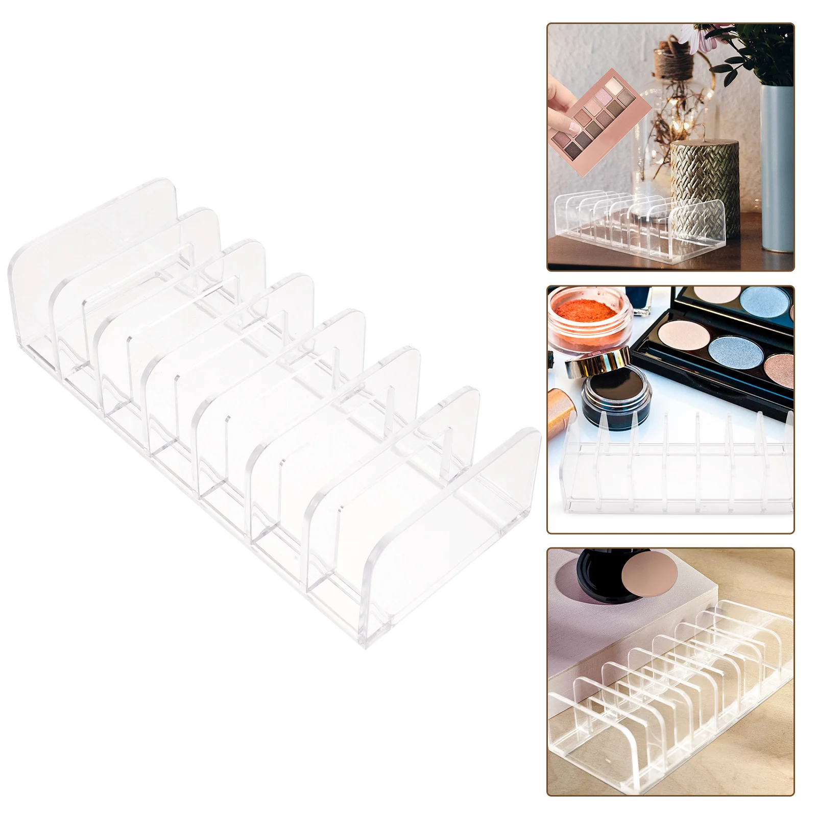 

Eyeshadow Palettes Organizer with 7 Compartments Clear Organizer for Makeup Storage Blush Contour Powder Eyebrow Pencil