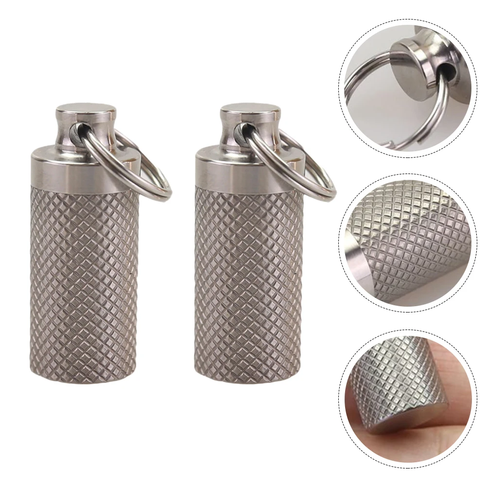 

2pcs Portable Metal Pill Boxes Waterproof Lightweight Small Container for Daily Travel Outdoor Use Storage Fob Tank