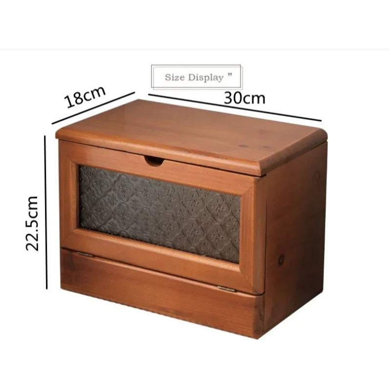 

Desktop Cosmetic Dressing Table with Mirror Storage Cabinet Retro Wooden Large Capacity Desktop Storage Box Bathroom Accessories