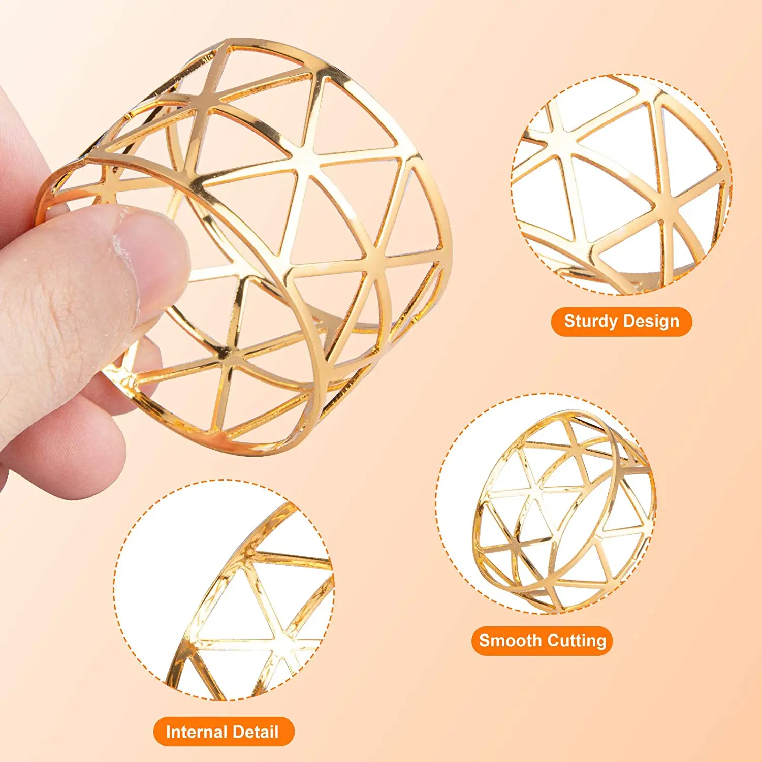 8 Pcs of Round Mesh Napkin Ring Holder, Table Set Suitable for Casual or formal Occasions and Wedding Parties