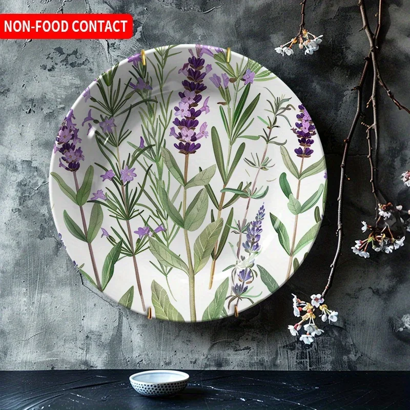 1pc Hand-Painted Floral Ceramic Decorative Plate - Round Non-Food Contact Art Plate Suitable for Home Dining Table, Living Room