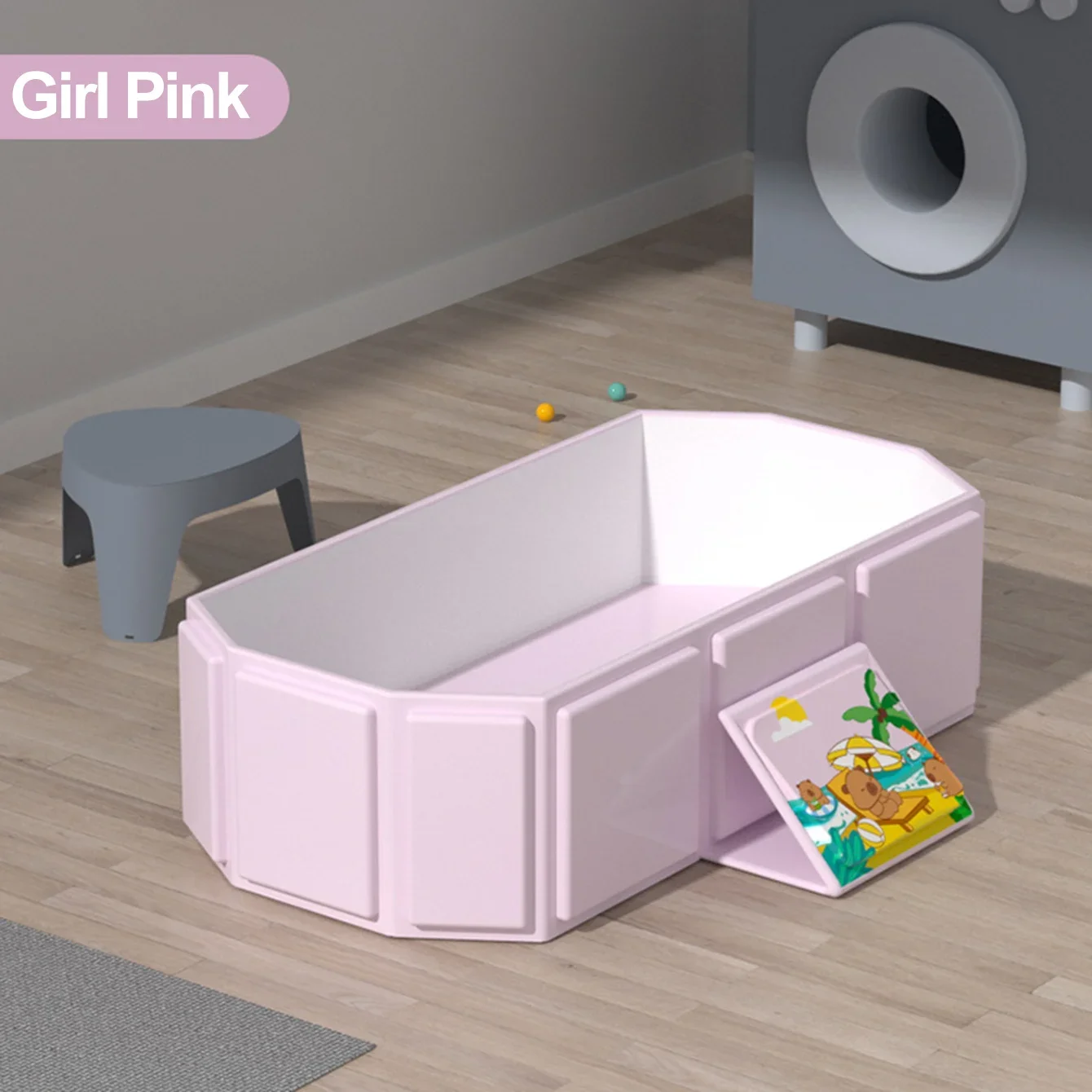 Portable Bathtub for Toddler Toddler Bathing Tub Foldable 0 to 8 Years Old Anti-Slip Shower Basin for Bathroom Daycare Travel