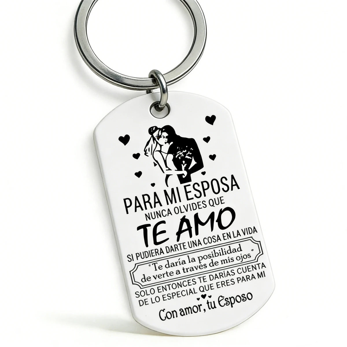 Llavero español de 1 pieza, regalo para esposa de parte del marido, para mi esposa, nunca olvides que te amo, colgante de acero, regalo de San Valentín