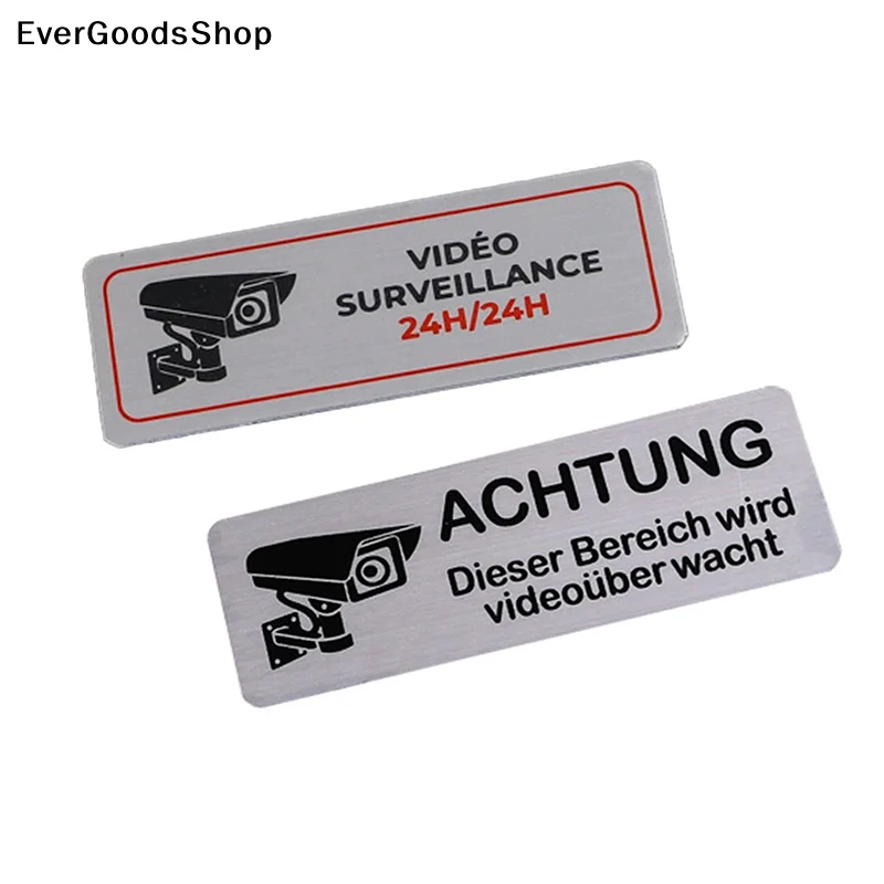 

New 1pcs Aluminum Watch Video Surveillance Warning Sign Private Camera Surveillancewith Sticker With Tape