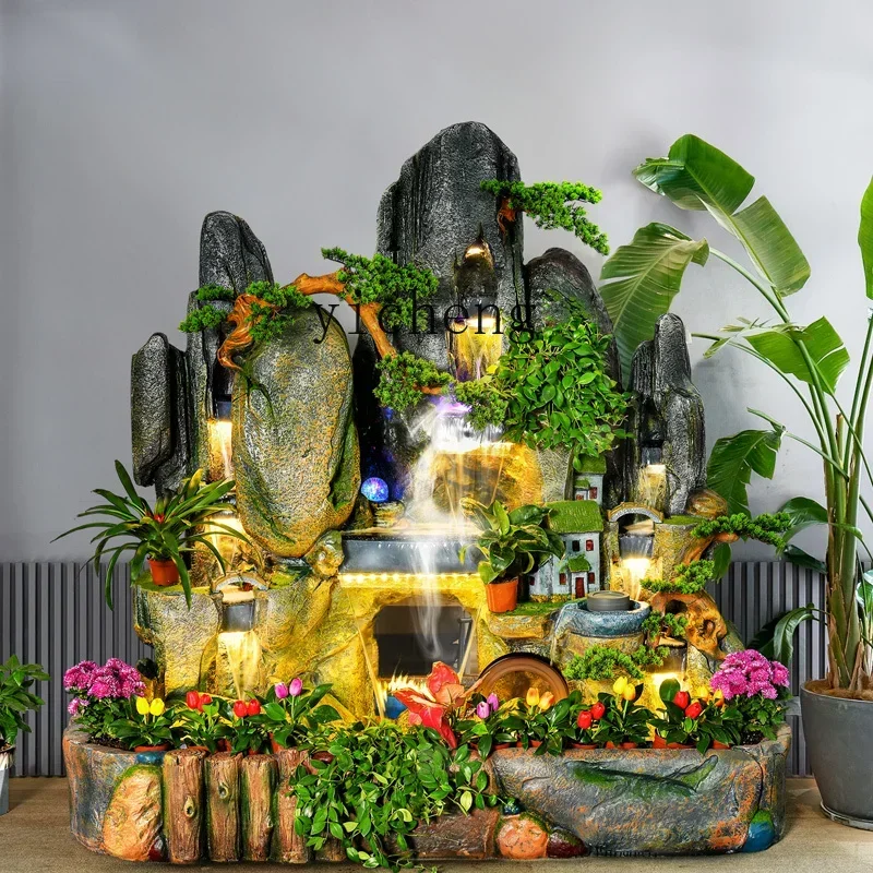 v4 rockery, flowing water, fountain, waterfall, lucky garden, courtyard landscaping, decorative landscape ornament