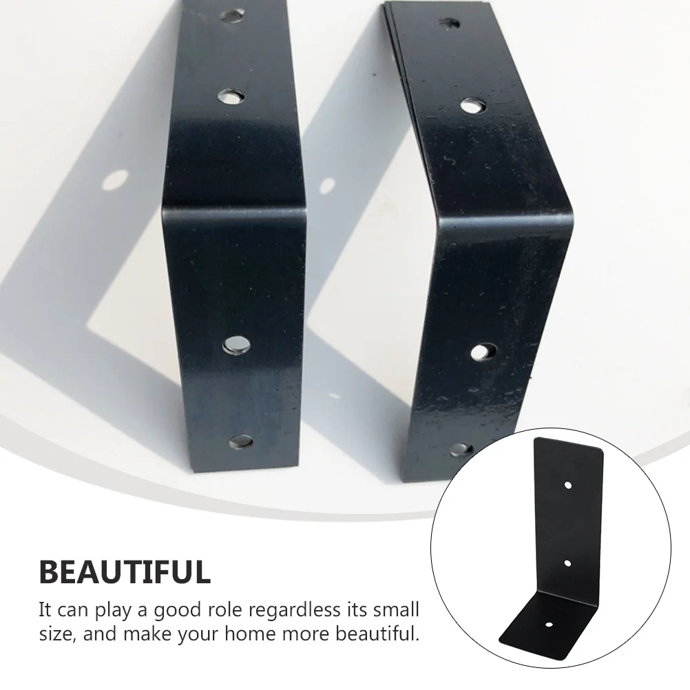 

4pcs Heavy Duty Iron Corner Shelf Brackets Black Rust-Resistant Wall Mount Support For Bookshelf Garden Table Chair L Shape