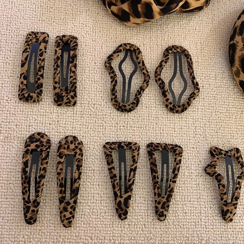 Korean sweet and cool spicy girl leopard print spicy girl 2025 early autumn new versatile side clip bangs clip hair accessory