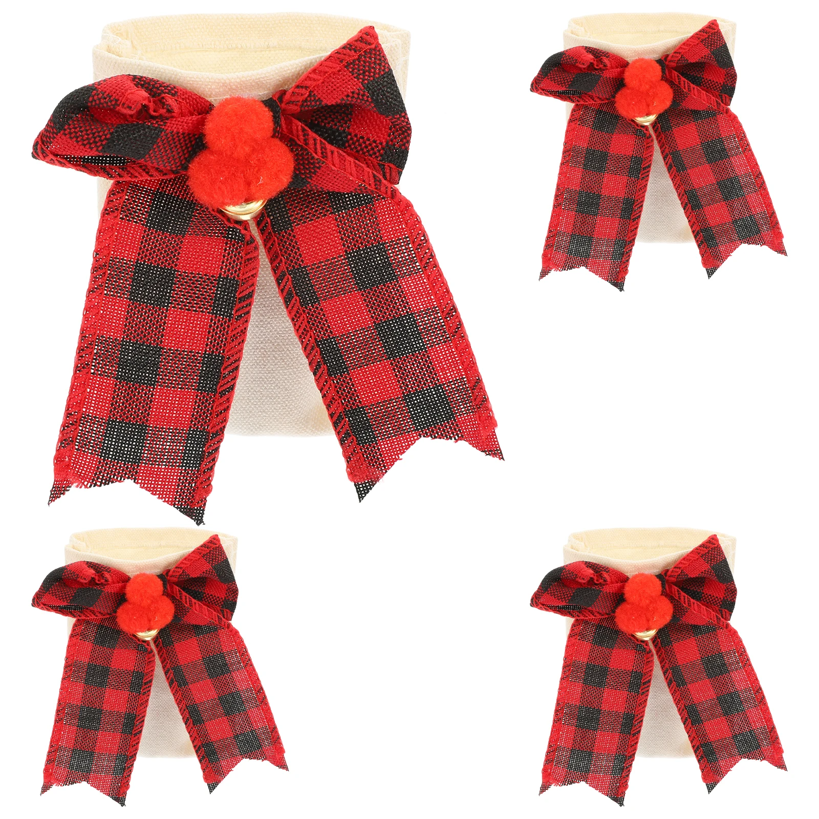 

4pcs Linen Cutlery Set Christmas Tableware Bags Lightweight Xmas Storage Silverware Pocket Utensil Holder