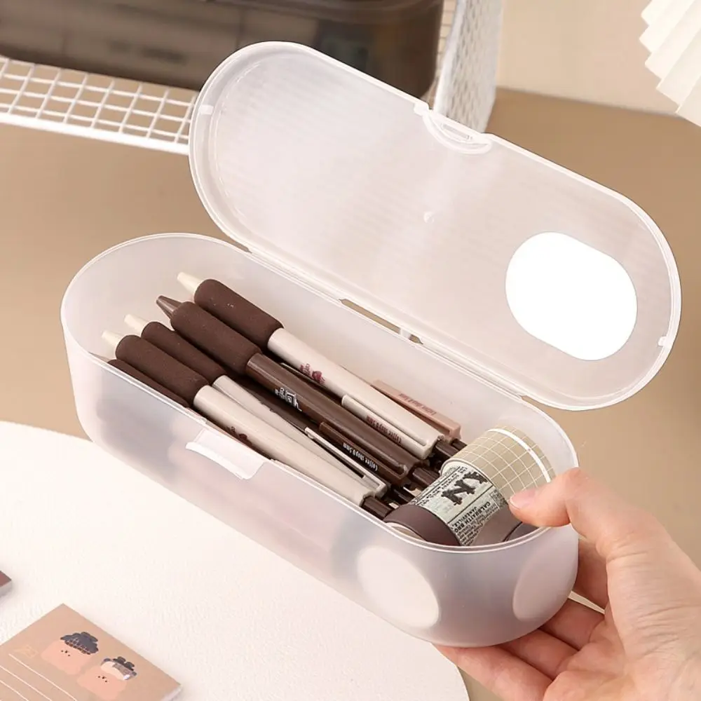 High Quality Plastic Storage Box Large-capacity Transparent Pencil Case Stackable Stationery Storage Box Gift