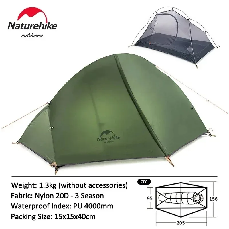 Naturehike tent Ultralichte 1-persoons fietstenten Draagbare backpacktent 20D nylon waterdichte tent Campingtent Wandeltent