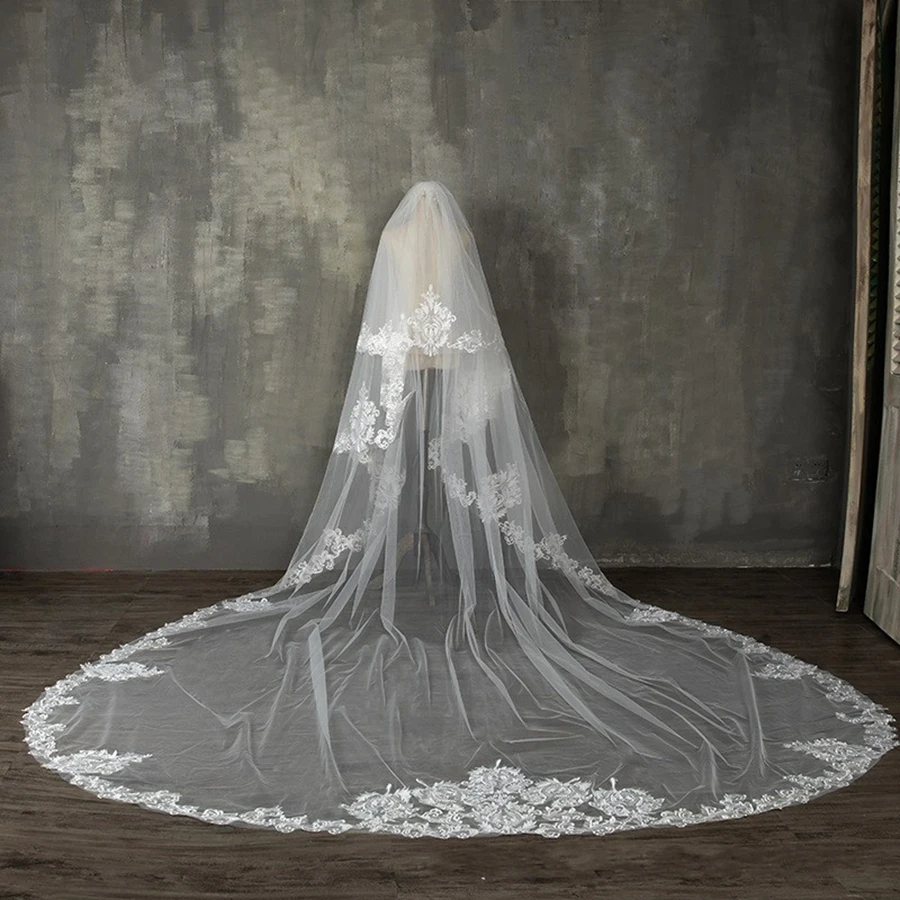 New Arrival Ivory Bride Veils Wedding accessories Long Bridal veil wedding veil Veu de noiva welon Velo voile mariage