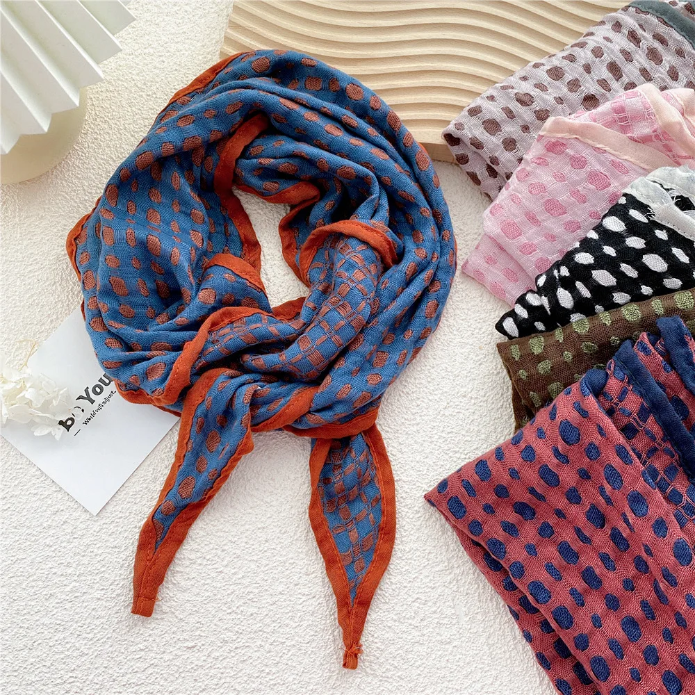 40*160cm Cotton Linen Plaid Women Gril Rhombus Scarf Headscarf Hairscarf Turban Bandanas Shawl Wrap