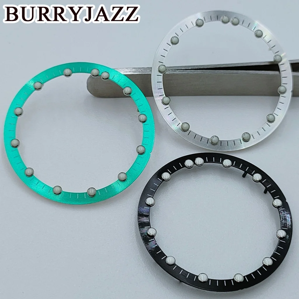 BURRYJAZZ 29mm*24.5mm Watch Dial Circle Plate For NH70 NH72 Skeleton Movement Hollow Dial RIng C3 Luminous Watch Accessories
