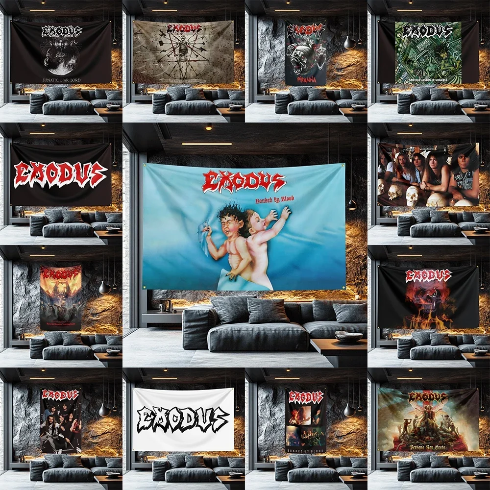 Exodus Inspired Rock Band Flag  Polyester Banner For Man Cave Wall Decor Music Fan Gift