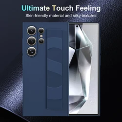 Handheld Silicone Elastic Wrist Strap Hard PC Phone Case Samsung Galaxy S26 S25 S24 S23 Ultra Plus A54 5G Matte Shockproof Cover