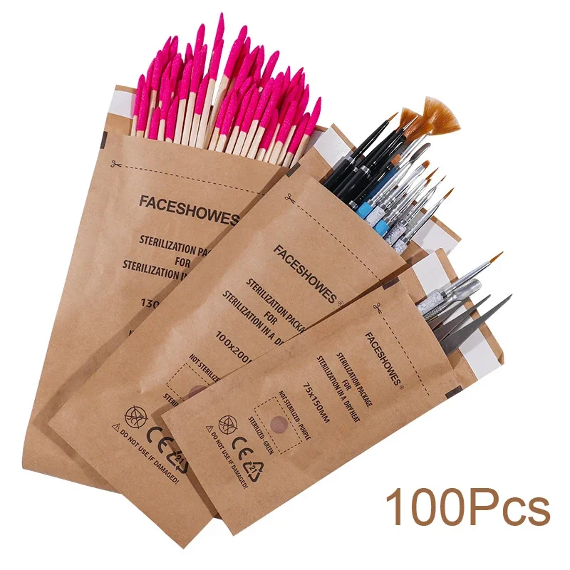 50/100Pcs Einweg Sterilisation Desinfektion Tasche Set Nägel Ausrüstung Desinfektion Zubehör Nagel Werkzeuge Sterilisator Kraft Tasche