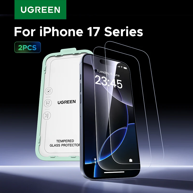 UGREEN 2pcs for iPhone 17 Pro Max Glass Screen Protectors for iPhone 16 Plus Tempered Glass for iPhone 15 14 13 12 HD Film 16pro