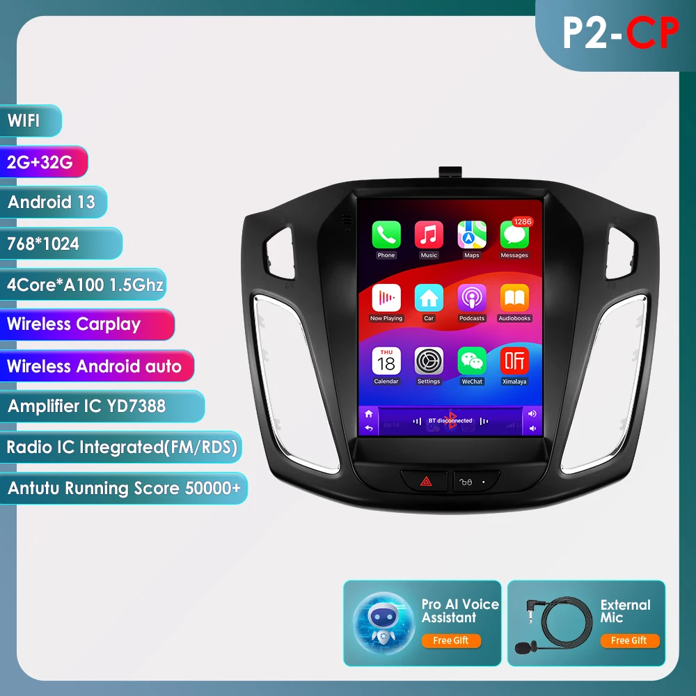 Hizpo voor Tesla Stijl Carplay Android Autoradio voor Ford Focus MK3 2012-2018 Multimedia Video Player Navigatie GPS auto Stereo