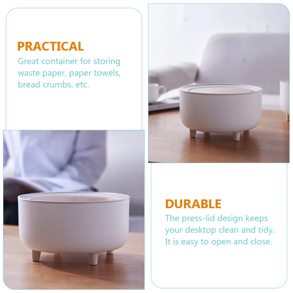

Press Trash Can Desktop Small Rubbish Can Waste Bin for Office Home Clean Tidy Space Saving Design Desktop Waste Bin