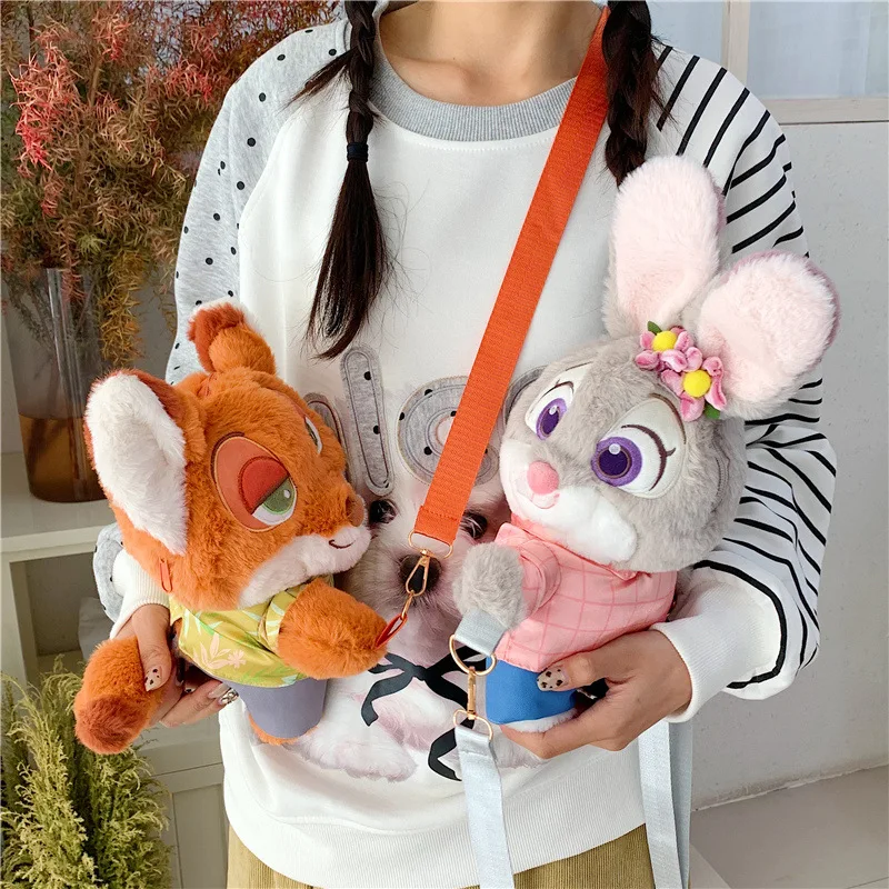 

Рюкзак-игрушка Disney Zootopia: Джуди Хоппс и Ник Вайлд, плюшевый, в стиле каваи, аниме, большой вместимости, оригинальный подарок для детей и фанатов