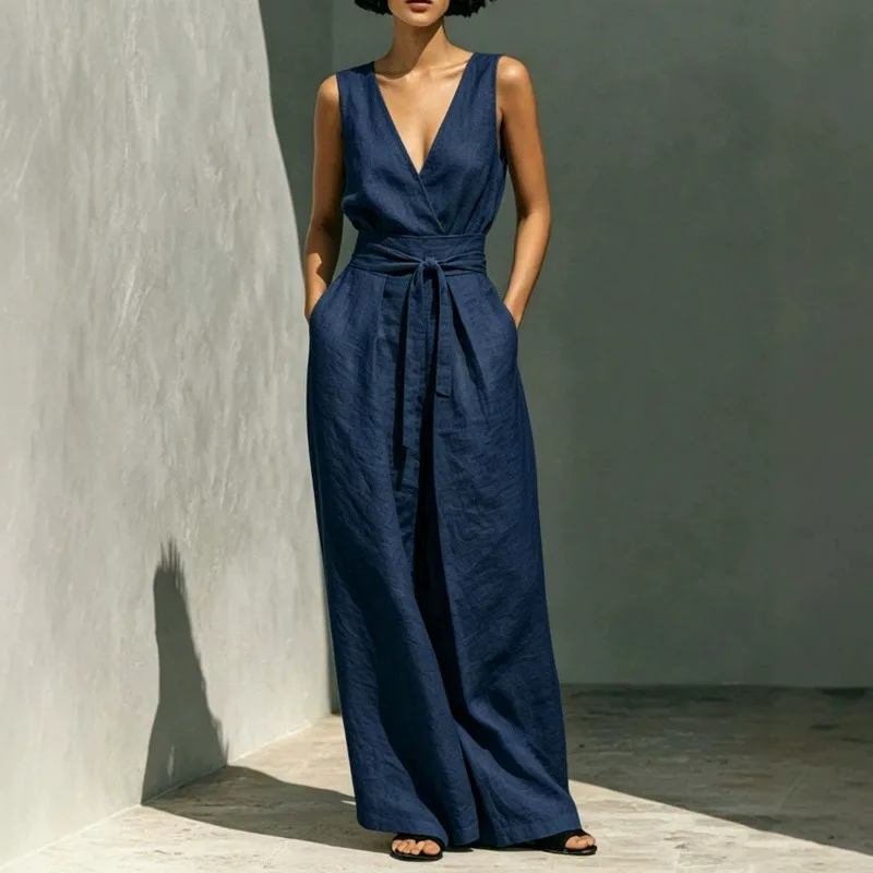A New Summer Fashion Casual Sleeveless Vest High-waisted Wide-leg Pants Set Women Engaged Cross-border Trade Europe and America