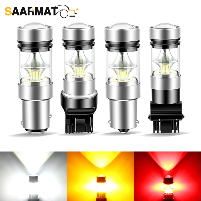 2pcs LED Turn Signal Reversing Light 100W LED Bulbs 1156 BA15S P21W BAU15S PY21W 1157 P21/5W BAY15D P21/4W BAZ15D Brake Light